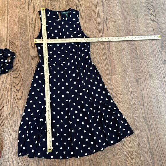 RALPH LAUREN BLUE WHITE PREPPY POLKA DOT STRETCH KNIT DRESS SIZE 6P SLEEVELESS - Picture 6 of 6